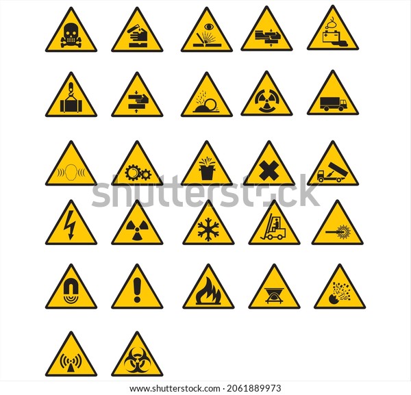 Vector Pack Warning Danger Signs Commonly Stock Vector (Royalty Free ...