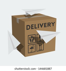 Vector package box and paper planes