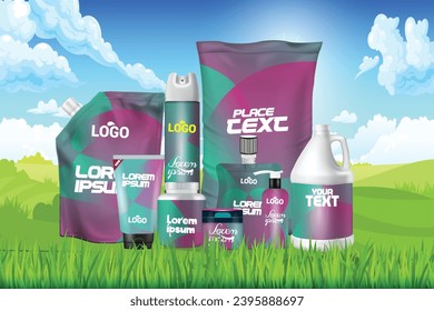 Vector package design, foil bags isolated on white background in 3d illustration