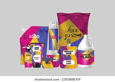 Vector package design, foil bags isolated on white background in 3d illustration