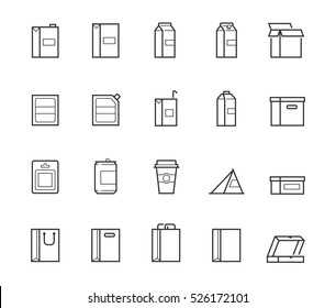 Vector package types icon set in thin line style