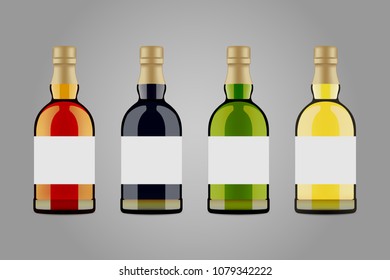 vector package wine bottle on background white.