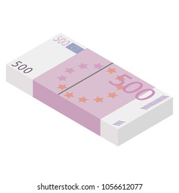 Vector packages of banknotes . Pile of cash Isometric illustration. Hundreds of euro