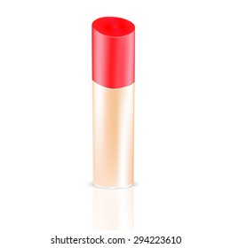 VECTOR PACKAGING: Beauty products beige bottle/container with red lid
