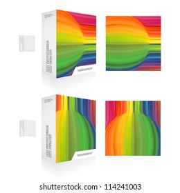 Vector packaging box. Rainbow illustration.