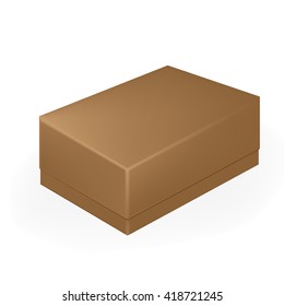 VECTOR PACKAGING: Brown closed mobile phone or shoe box on isolated white background. Mock-up template ready for design.