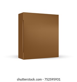 VECTOR PACKAGING: Brown  package square box on isolated white background. Mock-up template ready for design