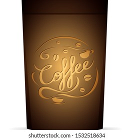 Vector packaging for coffee template with coffee and coffee cups for your design