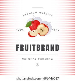 Vector Packaging Design With Apple. Natural Organic Fruits Badges With Apple.