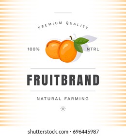 Vector Packaging Design With Apricots. Natural Organic Fruits Badges With Apricots