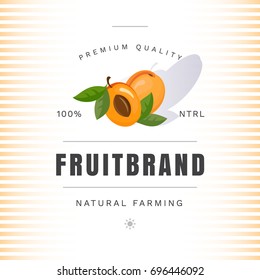 Vector Packaging Design With Apricots. Natural Organic Fruits Badges With Apricots