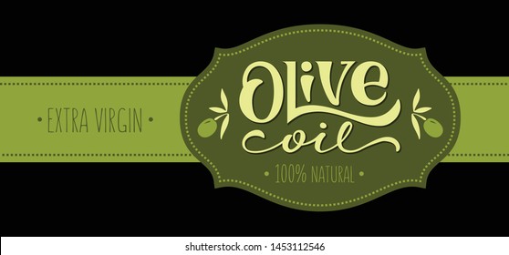 Vector packaging design element and template for olive oil labels and bottles with logo and lettering. EPS 10