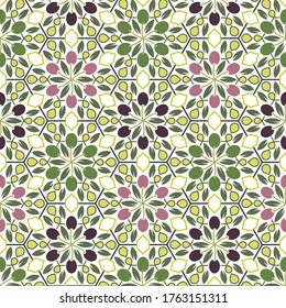 Vector packaging design elements and templates for olive oil labels and bottles - seamless patterns for natural background  morroco tile wall art