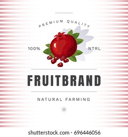 Vector Packaging Design With Pomegranate. Natural Organic Fruits Badges With Pomegranate.
