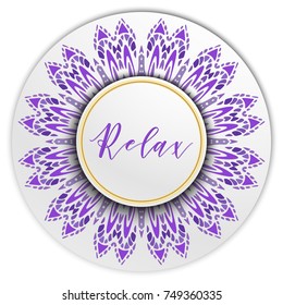 Vector packaging design template with hand drawn ornamental round lace element. Mandala, ottoman, indian, asian, ethnic, boho, islamic element. Organic and botanical design for cosmetics.