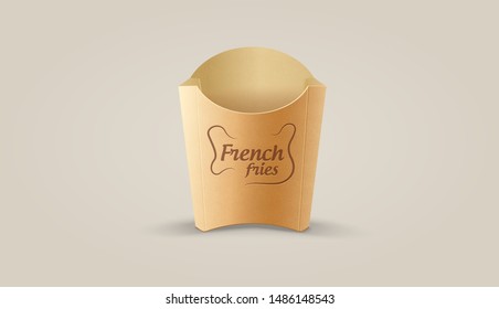 Vector packaging. Pack for French fries. Container illustration. Cardboard packaging.