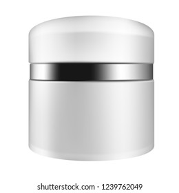 VECTOR PACKAGING: Set of White Cosmetic Container on isolated background. Mock up template ready for your design