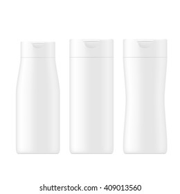 VECTOR PACKAGING: SET of white gray beauty products/cosmetics bottle on isolated white background. Mock-up template ready for design