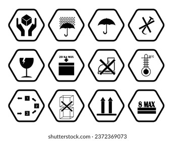 símbolos de empaque vectorial en varias formas.