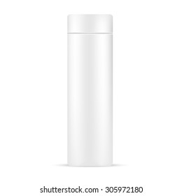 VECTOR PACKAGING: White Gray Beauty/cosmetic Product Bottle On Isolated White Background. Mock-up Template Ready For Design