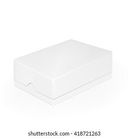 VECTOR PACKAGING: White gray closed mobile phone or shoe box on isolated white background. Mock-up template ready for design.