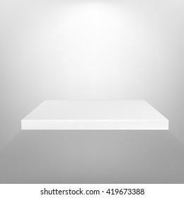 VECTOR PACKAGING: White gray empty hanging shelf or POS POI Outdoor 3D Advertising. Mock-up template ready for design.