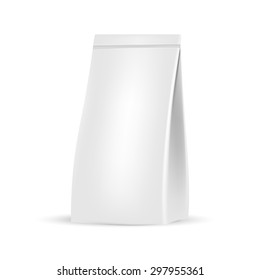 VECTOR PACKAGING: White gray resealable packaging bag on isolated white background. Mock-up template ready for design