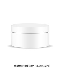 VECTOR EMBALAJE: Contenedor redondo gris blanco sobre fondo blanco aislado. Plantilla de maqueta para el diseño.