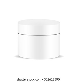 VECTOR PACKAGING: White gray round container on isolated white background. Mock-up template for design.