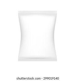 VECTOR PACKAGING: White gray snack pack bag on isolated white background. Mock up template ready for design