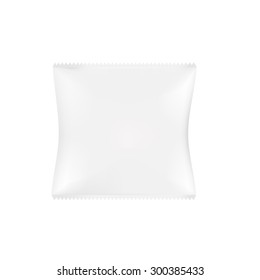 VECTOR PACKAGING: White gray snack pack bag on isolated white background. Mock-up template ready for design