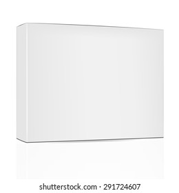 VECTOR PACKAGING: White gray thin width package box on isolated white background. Mock-up template ready for design