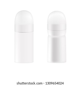 VECTOR PACKAGING: White round deodorant container on isolated background. Mock-up template for design. - Vector