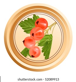 Vector. Packing jam jar. Red currant.