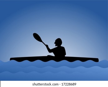 Vector of paddler in kayak