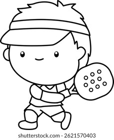 Un Vector de un jugador de pádel en blanco y negro para colorear