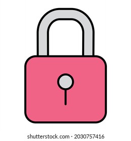 Vector Padlock Filled Outline Icon Design
