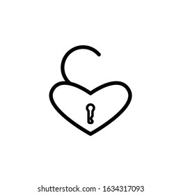 vector padlock icon with heart symbol for valentine day - high quality