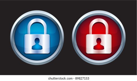 Vector padlock icon with person symbol in two colors