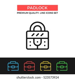 Vector padlock icon. Solid metal lock concept. Premium quality graphic design. Modern signs, outline symbols collection, simple thin line icons set for websites, web design, mobile app, infographics