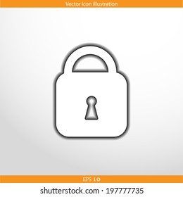 Vector padlock web flat icon. Isolated on white.
