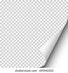 Vector Page Curl On Blank Transparent Sheet Of Paper With Shadow And White Next Page. Element For Ad.