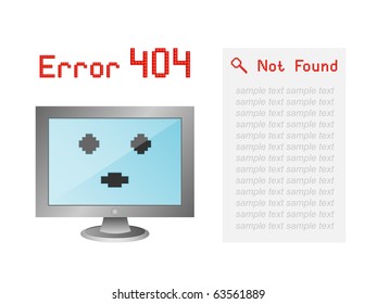 Vector page "Error 404" for web design in pixel art style
