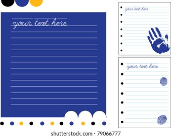 vector page layout with finger print and hand print in blue, color design and place for your text