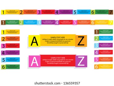 vector page layout, set of colorful stickers with place for your text isolated on white background