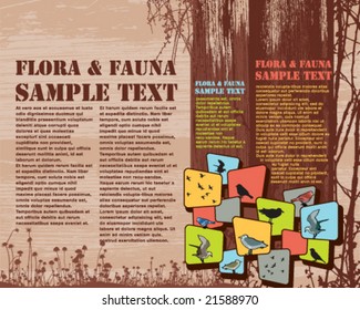 VECTOR Page layout for web or print consisting of a Nature (Flora & Fauna) theme ~ designed for the insertion of text.