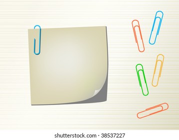 Vector page notepad and colorful paper clips