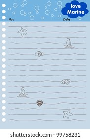 Vector page from notepad ( love marine )