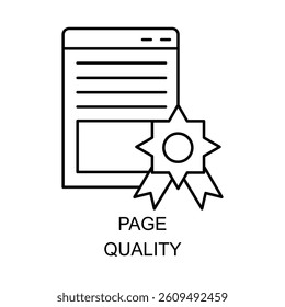 Vector for Page Quality. A symbol representing the measure of page content effectiveness and overall website value with editable stroke.