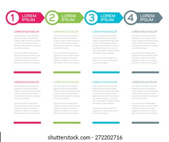 Vector page template in modern style. Business options banner: pink, blue, green and grey colors. For infographic, presentation, workflow layout,  number options, step up options, web template.